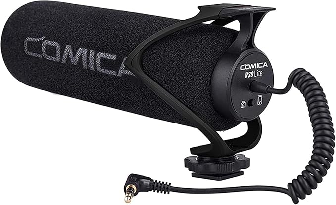 COMICA CVM-V30 LITE Video Microphone,Super-Cardioid Condenser On-Camera Shotgun Microphone for Canon Nikon Sony Panasonic DSLR Cameras,Mic for iPhone Android Smartphone with 3.5mm Jack(Black) by COMICA