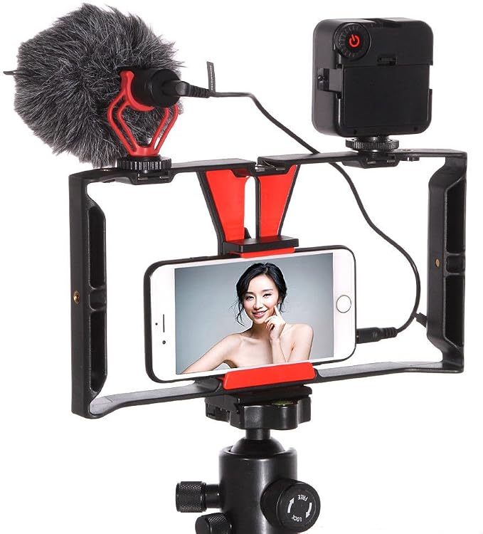 FocusFoto Smartphone Video Rig Camera Cage Mount Holder Stabilizer Handle Grip for 4~7 inch Mobile Cell Phone iPhone Filmmaking Professional Videomaker for iPhone Xs Max X 8 Plus Huawei P20 mate20 PRO - Image 6