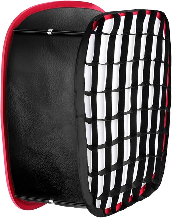 NEEWER Foldable Softbox Light Box with Strap Clip, Grill and Carry Bag | Compatible with NEEWER 480/660/530 LED Light Panels, Opening 9.3 x 8.3 in, Black + Red by Neewer
