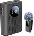 S67 Voice Amplifier Wireless Microphone for Teachers Classroom Rechargeable, Mini Lavalier Lapel Mic, Portable Speaker PA System with LED Display for Class, Tour Guide, Coaches, Black by ZERFUN