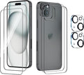 Front and Back Protector for iPhone 15 Plus + Camera Lens Protector | (2+2+2) 9H Hardness, Easy to Install with Alignment Tool,Case Friendly by BIGFLYANTS
