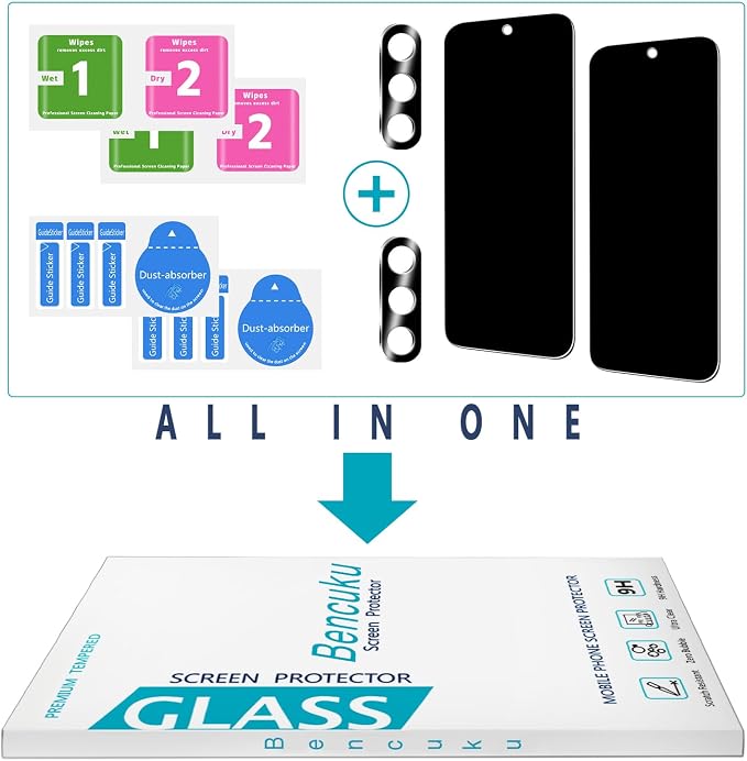 2+2 Pack Privacy Screen Protector for Samsung Galaxy A37 5G | Anti Spy Tempered Glass, with Camera Lens Protector, Anti Scratch, Bubble Free - Image 7