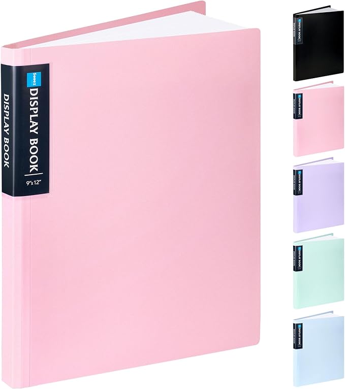 Sooez Art Portfolios 9"x12", 40 Pockets Large Portfolio Folder Display | 80 Pages,Heavy Duty Art Portfolio Folder with Clear Sheet Protectors, Presentation Book for Artwork Document Organizer Binder by Sooez