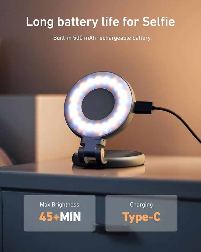 TELESIN C03 Magnetic Selfie Light, Phone Light for iPhone Magsafe | CRI97 360° LED Selfie Ring Fill Light with Mirror for Selfies/Photography/TikTok/Zoom Calls/Video Conference/YouTube - Image 6