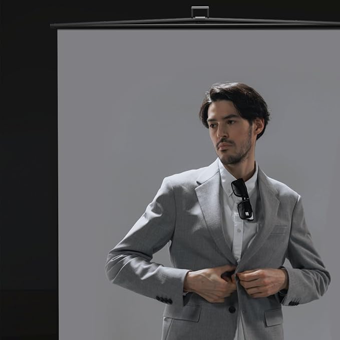 【Easy Set-Up】 RAUBAY 59.8 x 82.7in Collapsible Gray Backdrop Screen | Portable Retractable Panel Photo Grey Background with Stand for Video Conference, Photographic Studio, Streaming - Image 6