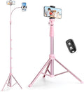SENSYNE 88" Phone Tripod & Selfie Stick, Extendable Cell Phone Tripod Stand with Wireless Remote and Phone Holder, Pink by sensyne