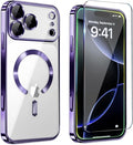 Magnetic Glossy Case for iPhone 17 Pro,iPhone 17Pro Phone Case Slim Clear Luxury with Screen Protector & Camera Protector [Compatible with MagSafe], Shockproof Cover for iPhone Pro 17-Purple by Unknown