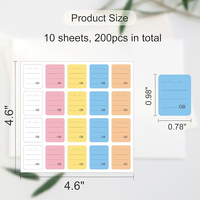 200PCS SD Card Labels, Stick-On Camera Memory Card Labels for Photographers,Multi-Color Stickers for SD Cards Classcification and Storage, Self-adhesive, Writable(0.98"x0.78") - Image 2