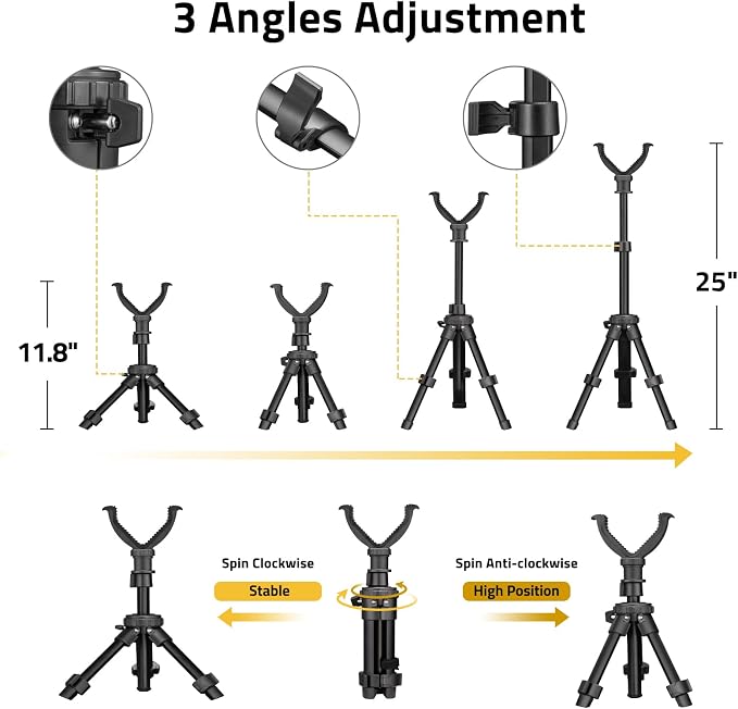CVLIFE Shooting Rest Tripod 360 Degree Rotation V Yoke Stand | Rifle Rest for Target Shooting Adjustable Height Shooting Tripod Hunting and Outdoor Activities - Image 4