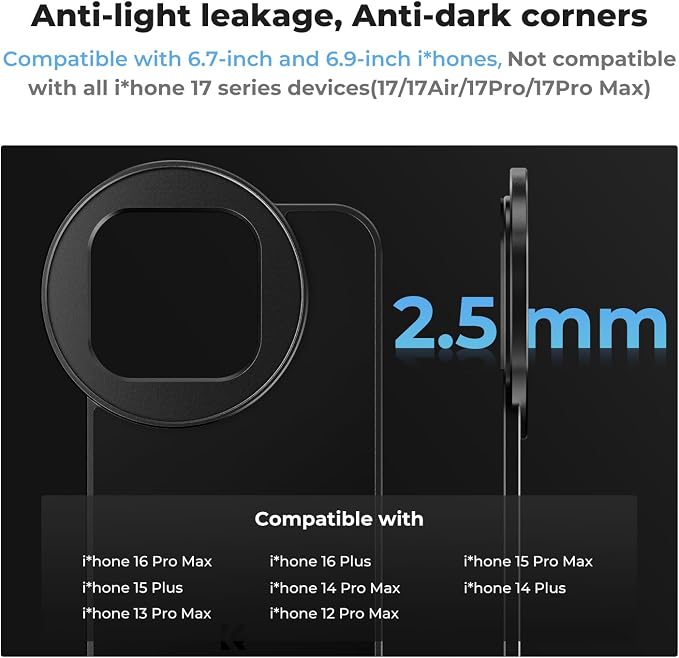 K&F CONCEPT 6.7inch Lens Filter Mount Adapter with 67mm ND2-32 Filter | Magnetic, Compatible with iPhone 16/15/14/13/12 Pro Max, 16/15/14 Plus, FA201 - Image 3
