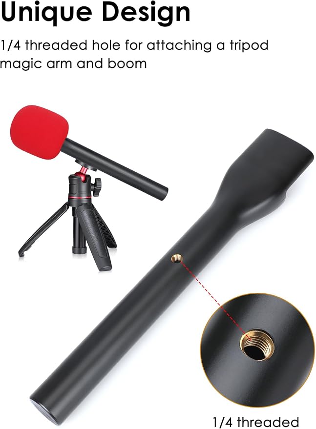 SUNMON Handheld Mic Stand for Rode Wireless Mic with Pop Filter(Red), Holder for Rode Go 2/Wireless Pro, Interview Microphone Adapter Handheld for Wireless Go/Wireless ME - Image 2
