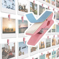 20 Pack Mini Self Adhesive Clips for Pictures - Wood Clip Photo Holders for Wall, Photo Cards Hanging Display Board & Picture Boards, Artwork Photos Holders Hangers Room Decor (Pink) by TOROS