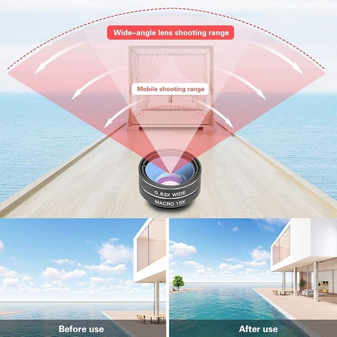 Godefa Phone Camera Lens Kit, 14 in 1 Lenses with Selfie Light for iPhone 14 13 12 11 Xs X Pro Samsung and Other Andriod Smartphone, Universal Clip on Wide Angle+Macro+ Fisheye Camera Lenses - Image 4