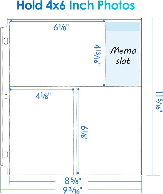MaxGear 120 Pack 4x6 Photo Sleeves for 3 Ring Binder (720 Picture),3 Pocket | Heavy-Duty Archival Page Protectors, Clear Photo Album Refill Pages, Plastic Postcard Sleeves, Recipe Card Binder Inserts - Image 3