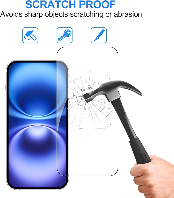 3+3 Pack Glass Screen Protector for iPhone 16 Plus, 6.7 Inch | Camera Lens Protector, HD Clear Tempered Glass Film, Anti-Scratch, Bubble Free, Case-friendly - Image 5