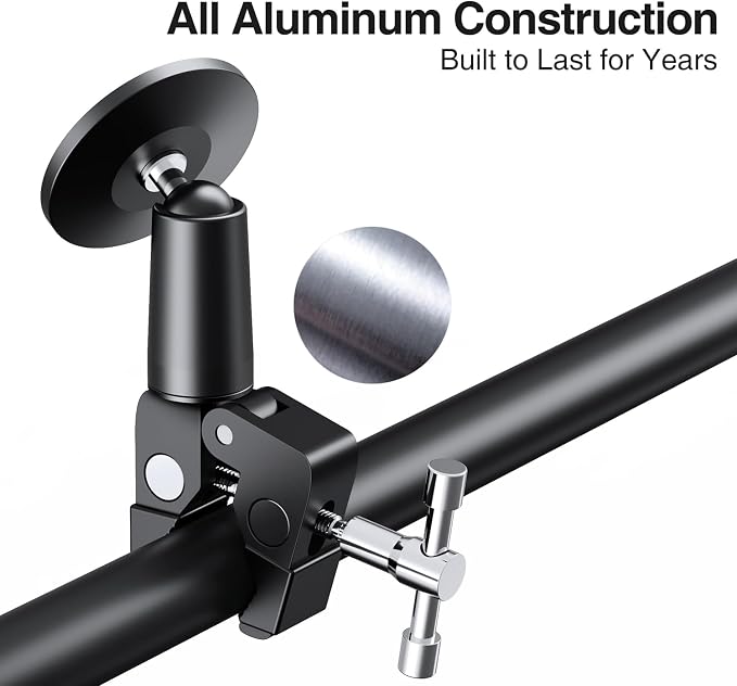 elitehood Magnetic Phone Clamp Mount, Universal Magsafe iPhone Holder Clip | Strong Magnetic, 360 Adjustable, Aluminum Clip On Phone Holder for Mic Stand/Golf Cart/Treadmill/Stroller Fit iPhone 17-12 - Image 6