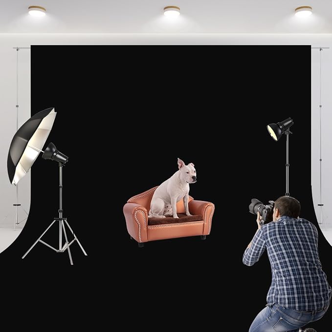 Aimosen 10x10 FT Black Backdrop Background for Photography, Large Photo Backdrop Curtain Drapes, High Density Polyester Fabric Screen for Party Portrait Photoshoots Booth Video Studio - Image 3