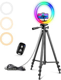 UBeesize 12" RGB Ring Light with 50" Tripod Stand & Phone Holder, Dimmable Selfie Light for TikTok, YouTube, Live Streaming & Photography by UBeesize