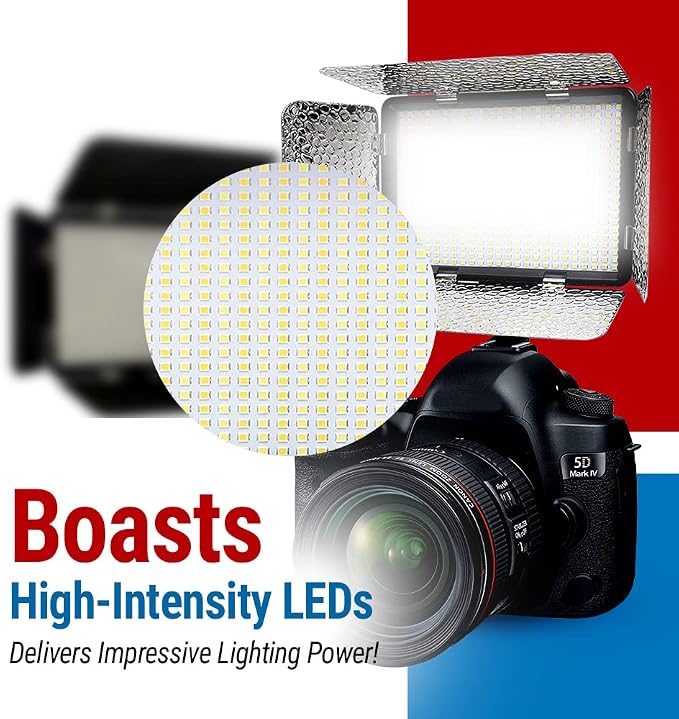 Vidpro LED-530 Photo and Video Light Kit - On Camera Panel LED Light - Adjustable and Dimmable 3200K-5600K Variable Color Light Fits Cameras w/Hot Shoe Includes Rechargeable Battery Diffuser - Image 5