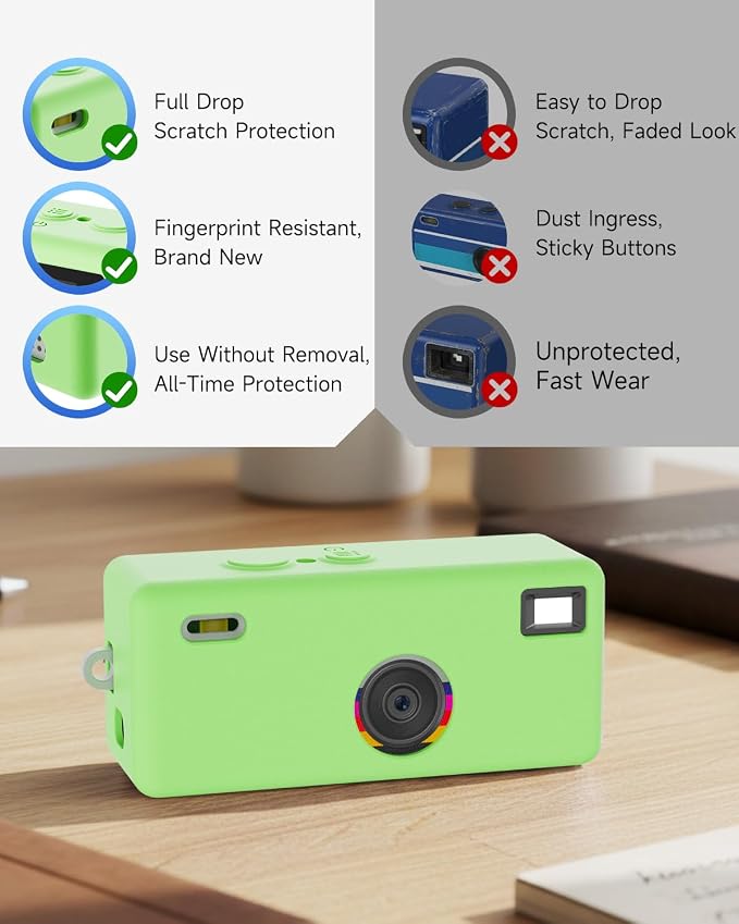 Silicone Case for Kodak CHARMERA Keychain Digital Blind Box accessories,Soft Silicone Protective Case,Comes with Screen Protectors and Wrist Strap - Matcha green - Image 5