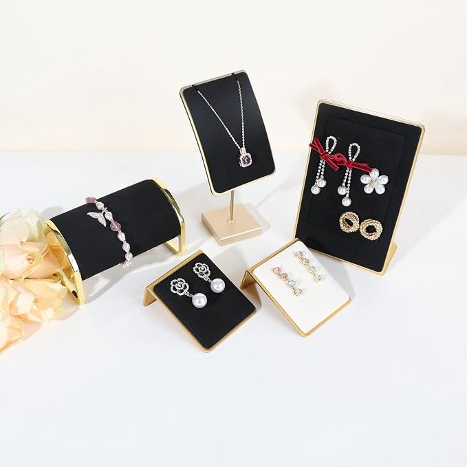 Black earring holders for selling, Velvet earring stands Jewelry display, metal gold studs board【Black】 - Image 6
