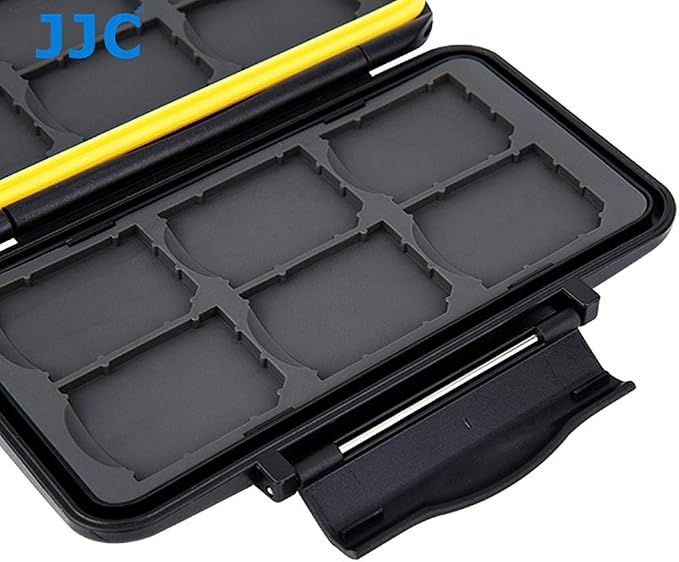 JJC MC-SD12 Ruggard SD Card Case, Shockproof SD Card Case, Water-Resistant SD Card Case, Rubber Sealed Ergonomic Locking Easy Carrying Memory Card Case Fits 12 SD Cards - Image 5