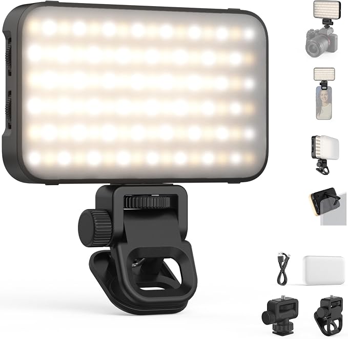NEEWER Entry Level Version Phone Selfie Light for iPhone, 2500-9000K CRI80 2000mAh Rechargeable Plastic Clip on Makeup Streaming Recording Laptop Computer Video Conference Fill Lighting, N15 by Neewer