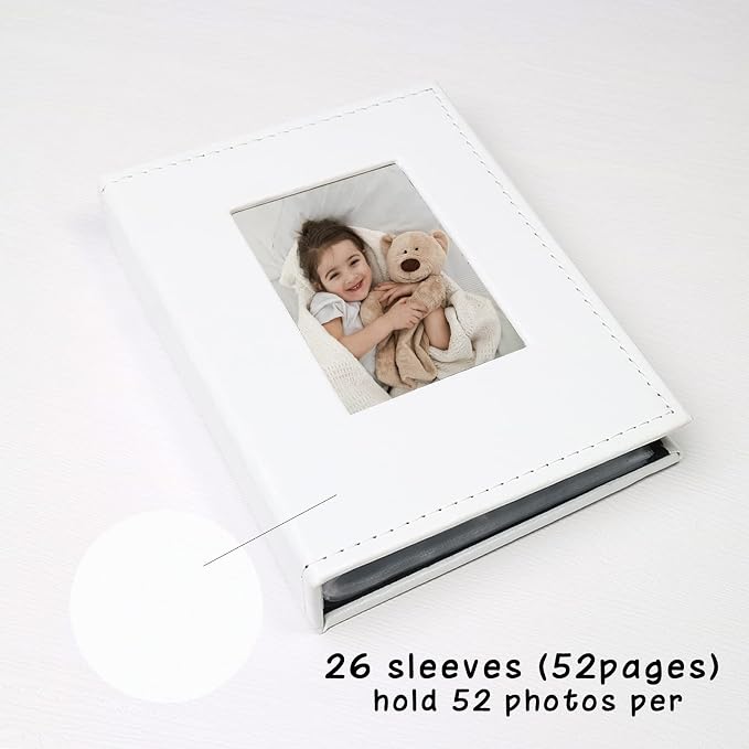 Small Photo Album 4x6, Pack of 2 Leather Photo Book, Each Mini 26-Page Album Holds 52 Photos, Art Presentation Folder for Postcards & Picture Storage - Image 3