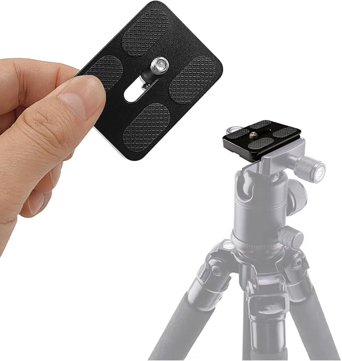 2 Pcs PU50 Tripod Quick Release Plate + 2 Pcs 1/4-3/8 Inch Screw, 50mm*38mm Camera Plates Mount with 1/4''-20 Screw, Compatible with Manfrotto Arca Swiss Benro QR Plate for DSLR Camera - Image 6