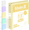 BinderX 3 Ring Binder 1.5 Inch, 1.5" Clear View Binder, Yellow, Letter Size | Extra Durable, PVC-Free, Customizable, Interior Pockets, 325-Sheet Capacity, Eco-Friendly, Reinforced Hinge, School, Office by Sooez