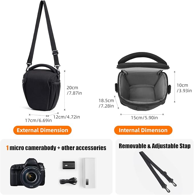CADeN DSLR/SLR Camera Shoulder Bag Case with Adjustable Shoulder Strap, Compatible for Nikon, Canon, Sony Mirrorless Cameras Waterproof (Small) - Image 8