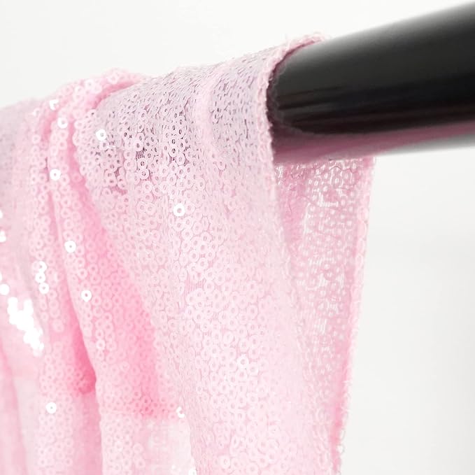 Poise3EHome Pink Sequin Backdrop,8FT x 10FT Sequin Photography Backdrop Curtain for Party Decoration - Image 3