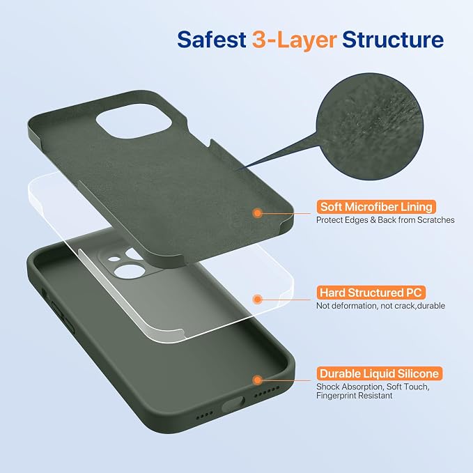 Miracase Silicone for iPhone 14 Case, Dark Green | Soft Anti-Scratch Microfiber Lining, Premium Silicone Cover Shockproof Drop Protection Phone Case for 14 - Image 4