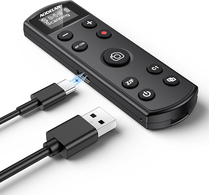 for Sony Camera Rechargeable Shutter Release Wireless Remote Control | Compatible with Sony ZV-E10,ZV-1F,ZV-1,A6400,A6700,A7C,A7III,A9,A9 II,DSC-RX0 II,Replace RMT-P1BT(Black) by AODELAN