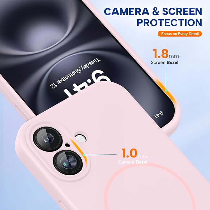 Miracase Silicone & Magnetic for iPhone 16 Case, Sand Pink | Compatible with MagSafe, Anti-Scratch Microfiber Lining, Liquid Silicone Case Shockproof Drop Protection Phone Case for 16 - Image 4