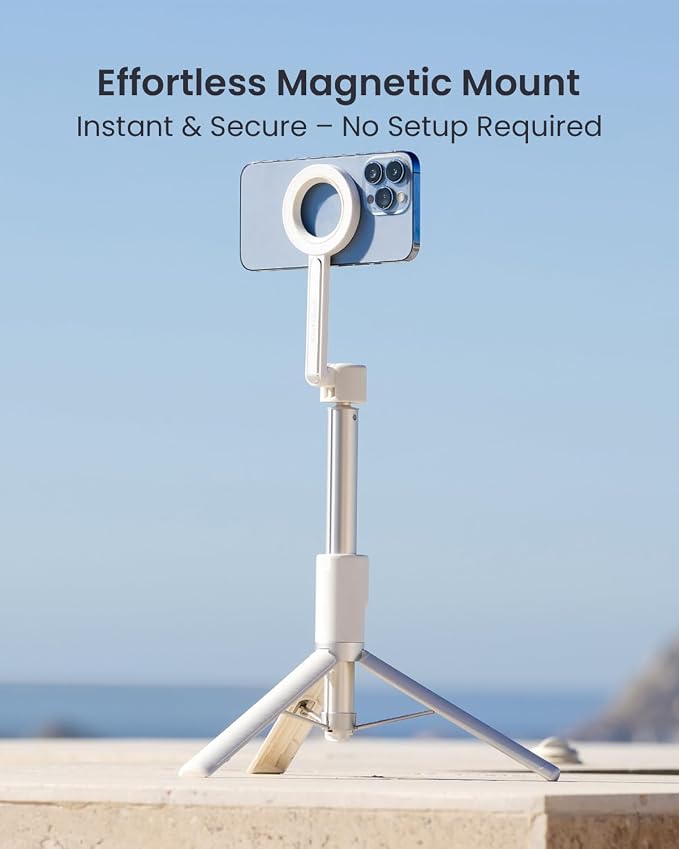 KraftGeek Magnetic Phone Tripod for iPhone, 64" Selfie Stick for Magsafe | N52 Magnetic Mount, Reinforced Aluminum, Portable Cell Phone Tripod Stand with Remote for Travel & Video Recording - Image 2