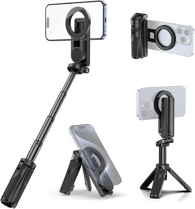 ULANZI JJ03 Magnetic Mini Tripod for Phone with Remote, 3-in-1 Pocket Selfie Stick Handle Grip, 360° Rotation Extendable Tripod Stand for iPhone Android Phones, for iPhone 17 16 15 14 13 12 Series - Image 9