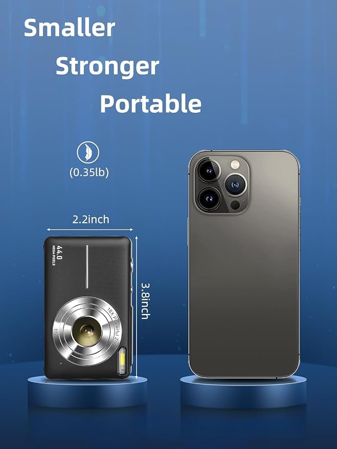 Digital Camera 1080P with 32G Card 16X Zoom Flash Portable for Kid, Black | Compact camera with anti-shake, Includes 2 batteries & charger. Perfect for parties, trips, birthdays gift from parents. - Image 5