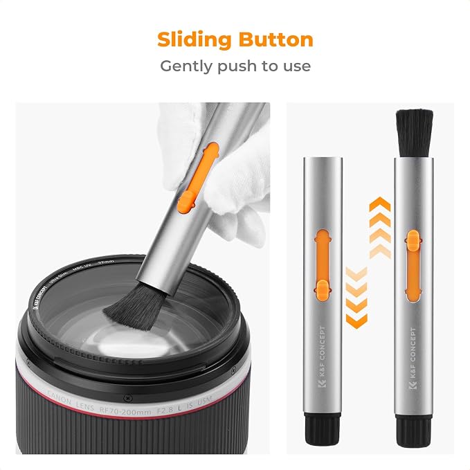 K&F CONCEPT Multifunctional Lens Pen for Canon Nikon Sony Camera Clean | High-Efficiency Cleaning,Carbon Head,Aluminum Alloy Pen Body,Soft Brush Head,Small Size and Easy to Carry,MP03 - Image 4