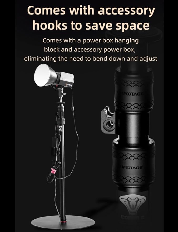 IFOOTAGE Cobra RB-A400,79" Round Base Monopod,Aluminum Photography Light Stand Flat Base for DSLR Camera, Light,Payload 22LBS(4 Pack) - Image 6