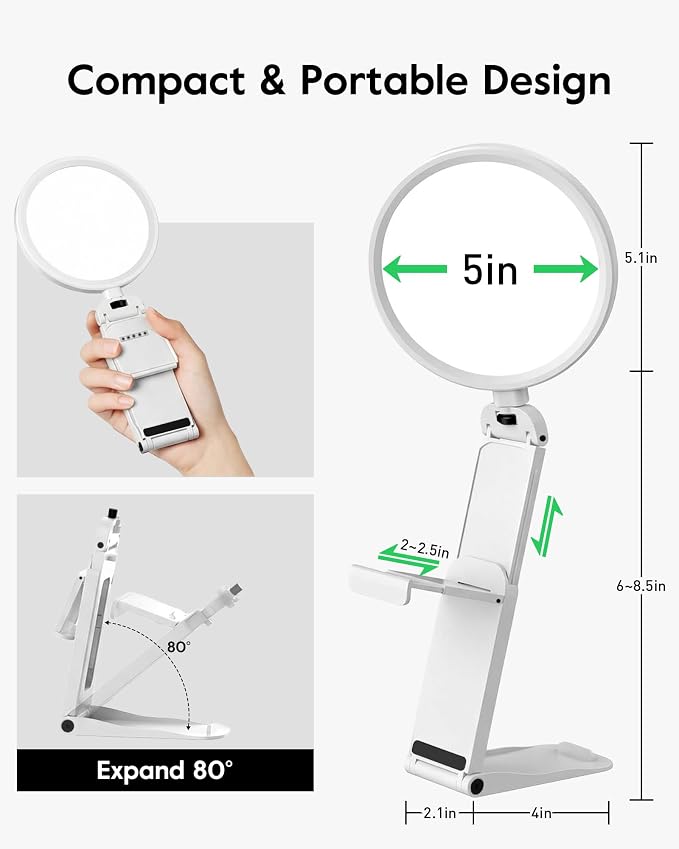 5" Full Screen Computer Lighting for Video conferencing, Streaming | Eye-Caring Ring Light, CRI>97.8, 50 Modes, Memory, Lighting for Zoom meetings, Portable for Laptop, Monitor & Webcam - Image 6