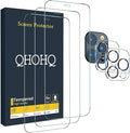 QHOHQ 3 Pack Screen Protector for iPhone 12 Pro Max 6.7" with 2 Pack Tempered Glass Camera Lens Protector, Ultra HD, 9H Hardness, Scratch Resistant, Easy Install - Case Friendly by QHOHQ