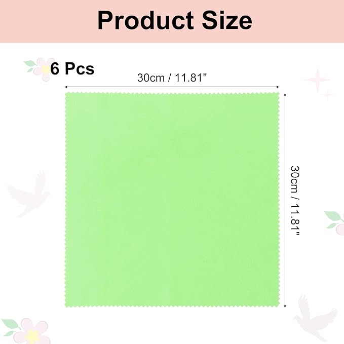 uxcell 6 Pcs Microfiber Cleaning Cloth for Glasses, 11.8 x 11.8 Inch Eyeglass Cleaning Cloth, Glasses Cleaner Wipes for Electronics Lenses Screens Cameras Cell Phones, Green - Image 2