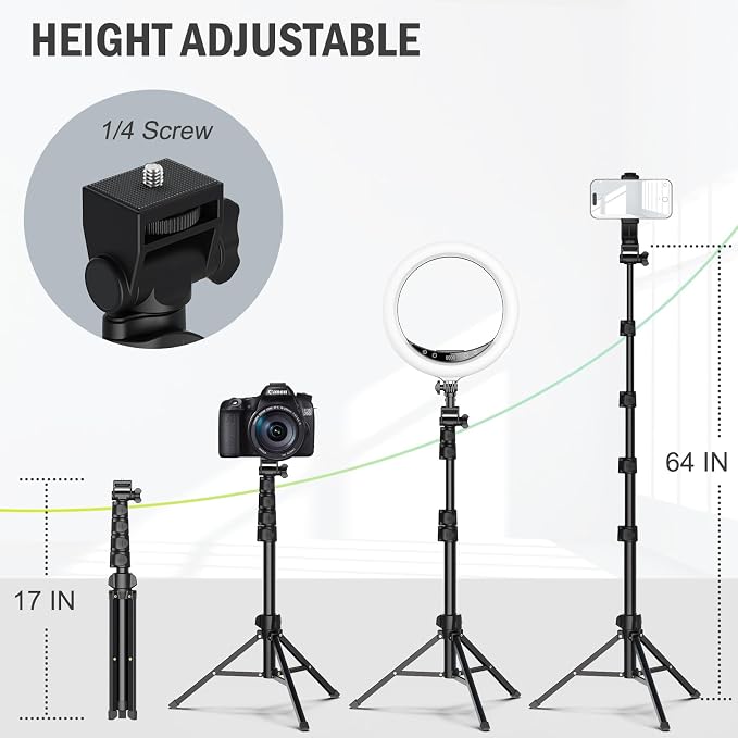 Liphisy 64” Tripod for Cell Phone & Camera with Remote and Phone Holder | Sturdy & Stable Height Adjustable Multi-Angle Shot Selfie Stick Tripod for Video Recording - Image 2