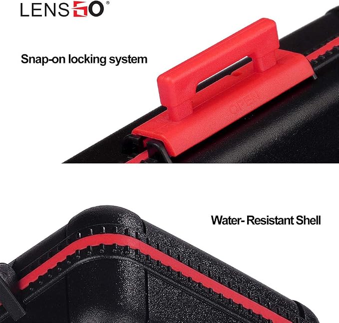 LENSGO Camera Battery Memory Card Case, Memory Card Hard Protector Case Water-Resistant Anti-Shock Storage Box for 3 Camera Batteries 3 XQD or 3 CF Cards 6 SD Cards (Red) - Image 3