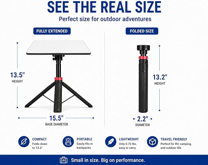Portable Starlink Mini Tripod Stand, 0.72 lb Lightweight Ground Mount | Ultra-Light, Packable, Wind-Resistant, Aviation Aluminum, Anti-Slip Feet, for Backpacking RV Travel - Image 7