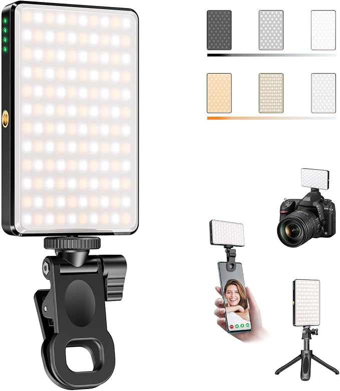 120 LED Video Light, Portable USB Photo Light Dimmable 2500-9000K CRI 95+ 5000mAh Battery with Tripod with Colored Filters and Clip, Photo Lamp for Phone/iPad/Camera by SEAEYES