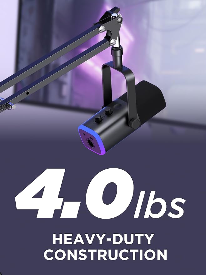 InnoGear Extended Boom Arm Microphone Mic Stand for Podcast Singing, Black | Desk Mount, Desktop Stands, Adjustable Reach, Rotate Fully, Folds Away Compactly, for Gaming, Streaming or Recording - Image 6