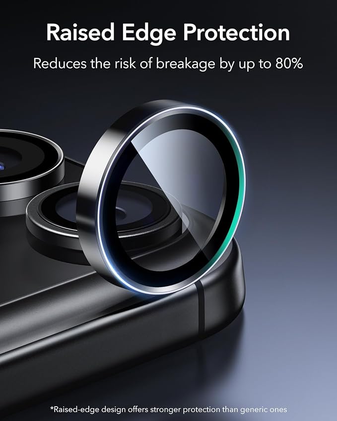 ESR for iPhone 17 Pro Max/17 Pro Camera Lens Protector, 1 Pack, Black | Individual Camera Cover, 9H Tempered Glass, Original Camera Clarity, for iPhone 17/16/15/14 Pro Max/Pro - Image 3