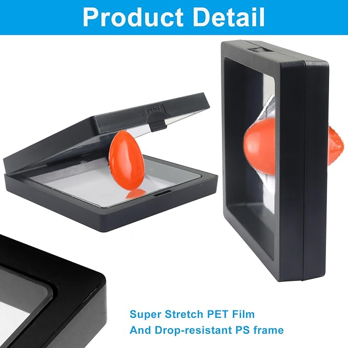 3D Floating Display Case, 3.5x3.5 Inch, 20Pcs | Clear Film, Jewelry Storage Box, For Coins Fossils Rocks, Collectors - Image 3